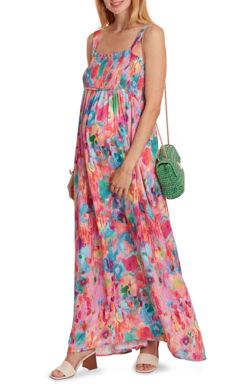 Kahlo Maternity/Nursing Maxi Dress in Pink Multi