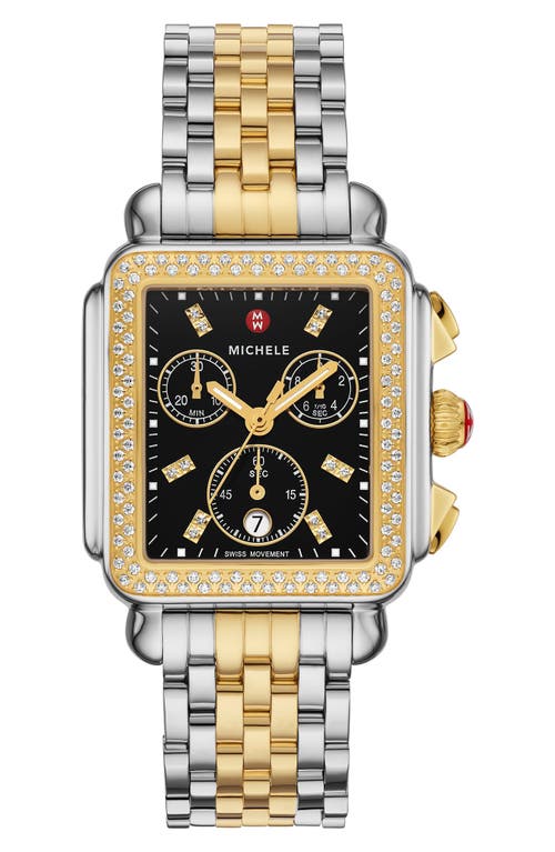 Michele Deco Diamond Chronograph Bracelet Watch, 35mm In Black