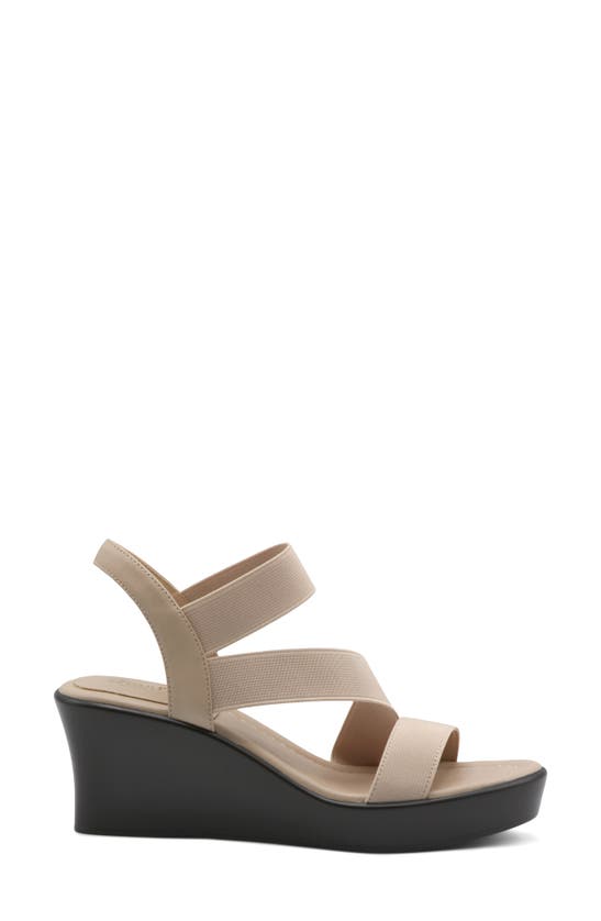 Shop Charles By Charles David Classical Ankle Strap Platform Wedge Sandal In Linen