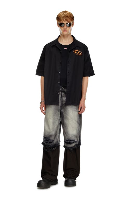 Shop Diesel ® S-stan Oversize Bleach Logo Camp Shirt In Black