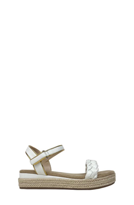 Shop Yosi Samra Kids' Miss April Ankle Strap Espadrille Platform Wedge Sandal In White/ Gold