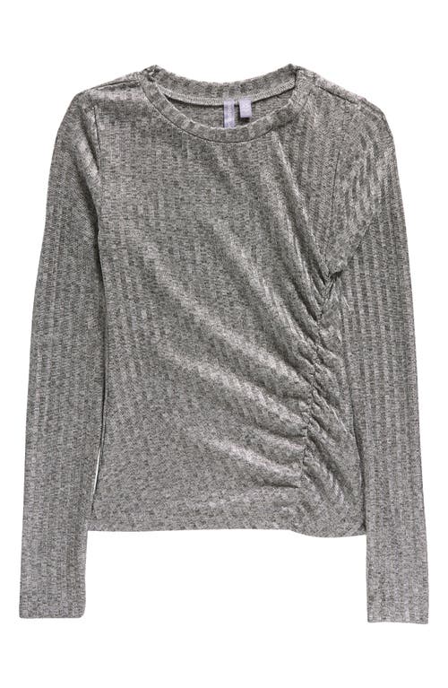 Good Luck Girl Kids' Sparkle Rib Long Sleeve Top in Silver at Nordstrom, Size Xs
