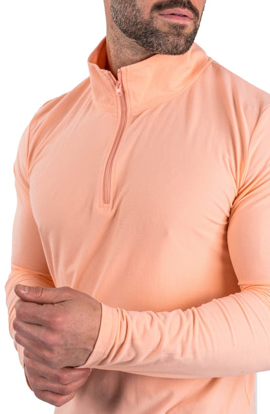 Shop Maceoo Quarter Zip Egyptian Cotton Polo In Orange