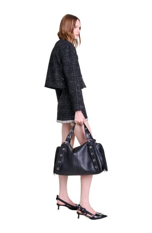 Shop Maje Short Tweed Jacket In Black