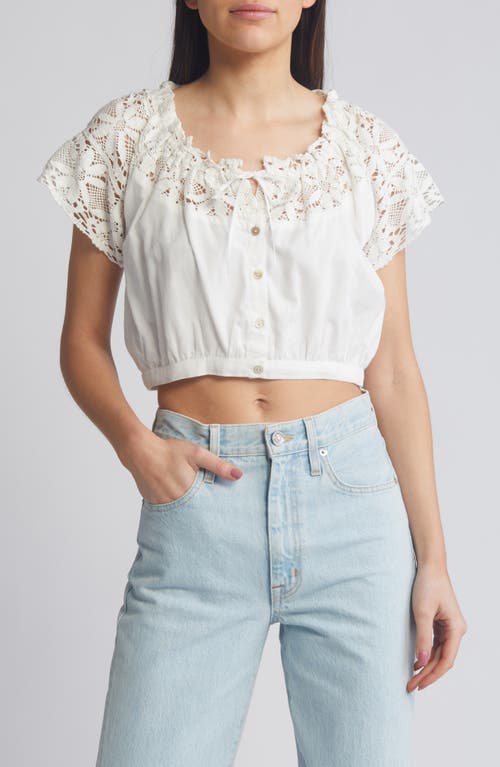 Teresa Lace Crop Shirt in Ivory