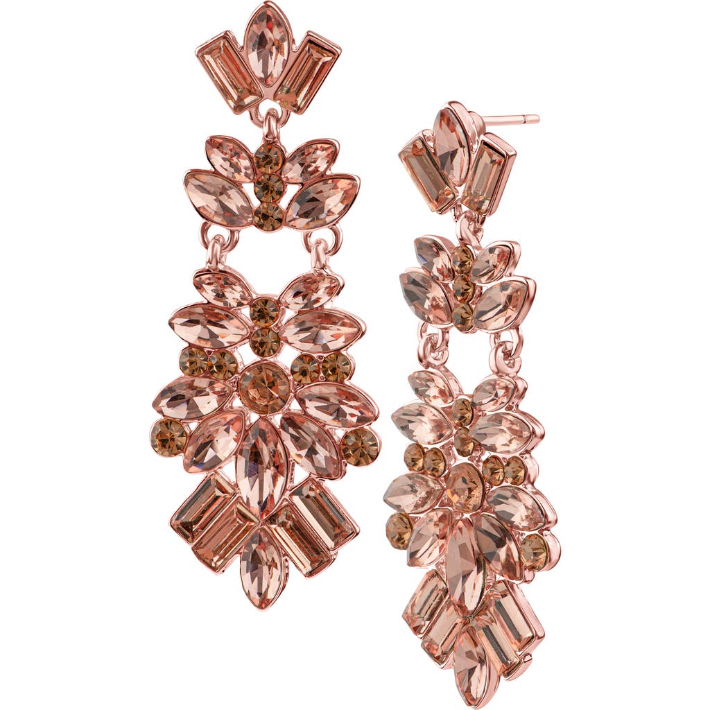 Shop Jardin Crystal Cluster Drop Earrings In Pink/rose Gold