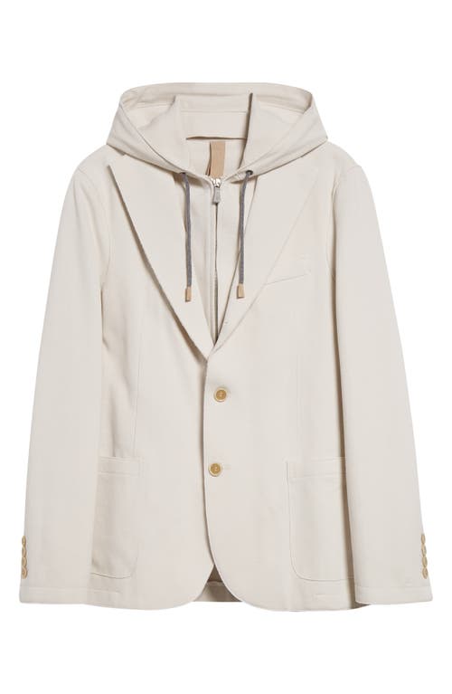 Shop Eleventy Cotton Blend Piqué Sport Coat With Removable Hooded Bib In Sand