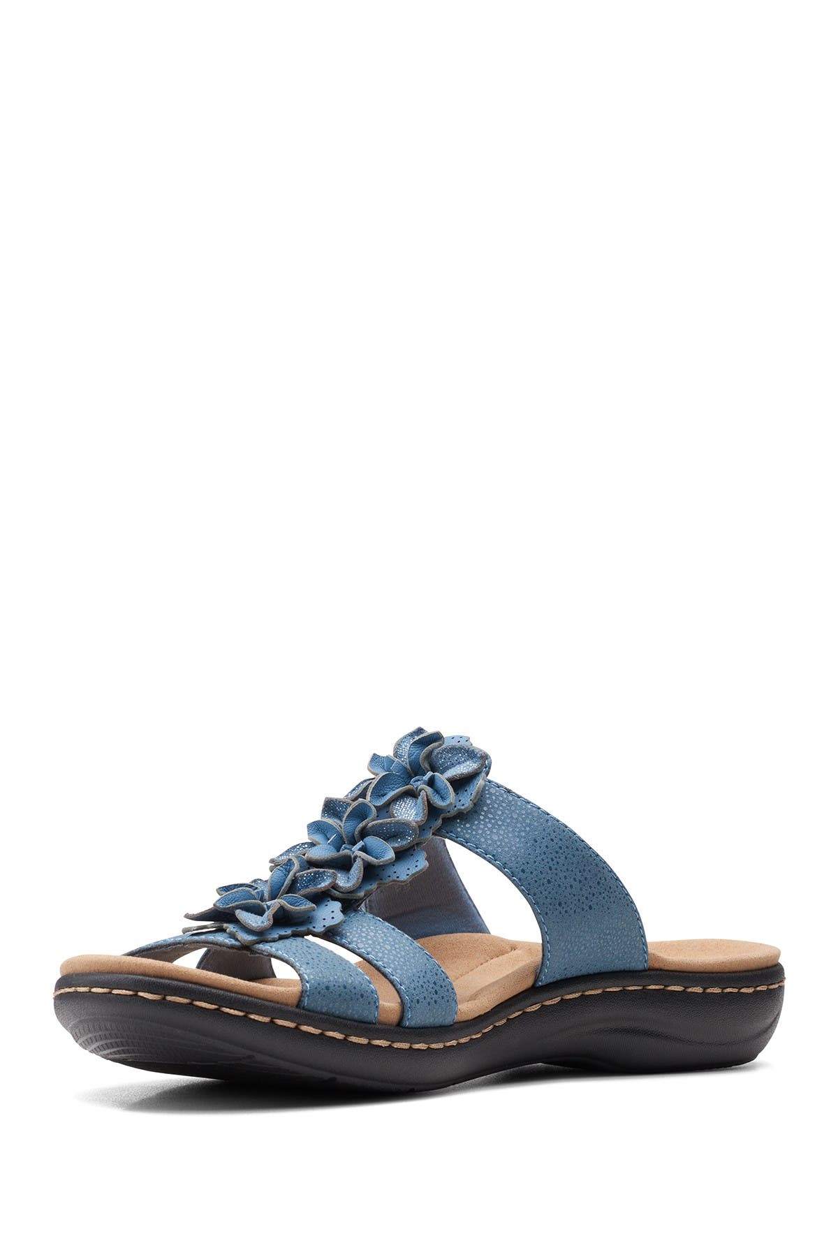 Clarks Laurieann Judi Leather Floral Sandal In Navy5