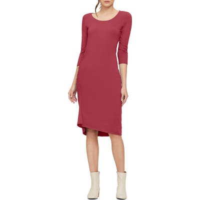 Michael Stars Tina Ruched Stretch Cotton Body-Con Dress, Red