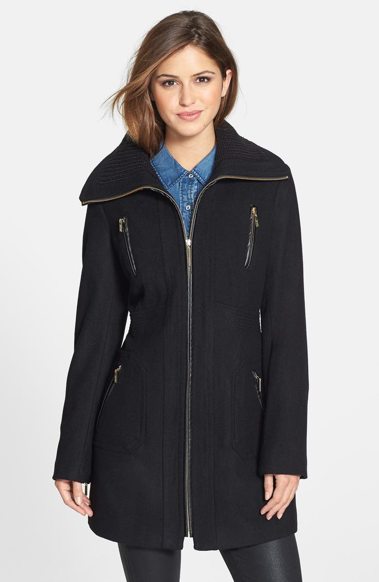 kensie Zip Front Wool Blend Coat | Nordstrom