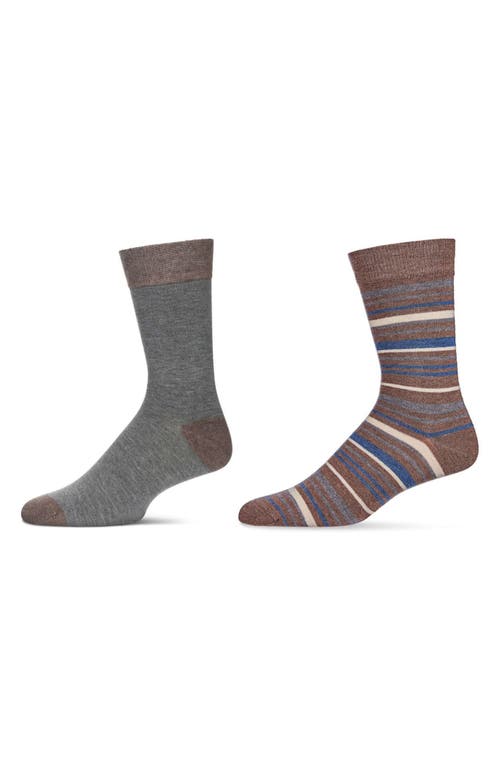 Shop Memoi Assorted 2-pack Crew Socks In Brown Heather