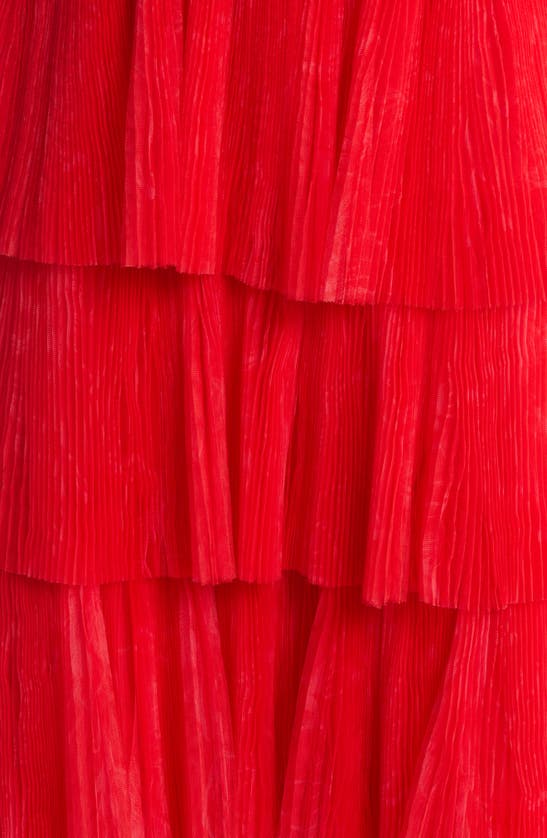 Shop Hutch Evi Strapless Plissé Gown In Red Romantic Sketched Floral
