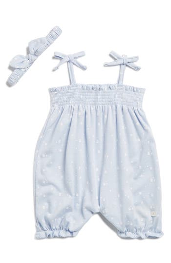 7 For All Mankind Knit Romper & Headband Set In Lilac/blue