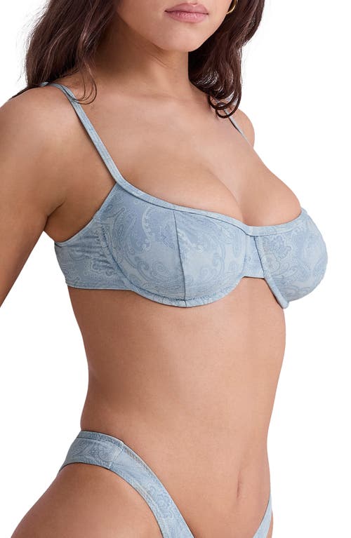 House Of Cb Antibes F-cup Underwire Bikini Top In Blue Paisley