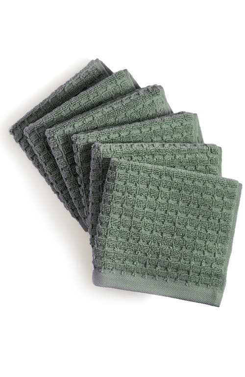 DKNY Quick Dry 6-Pack Cotton Washcloths in Moss at Nordstrom