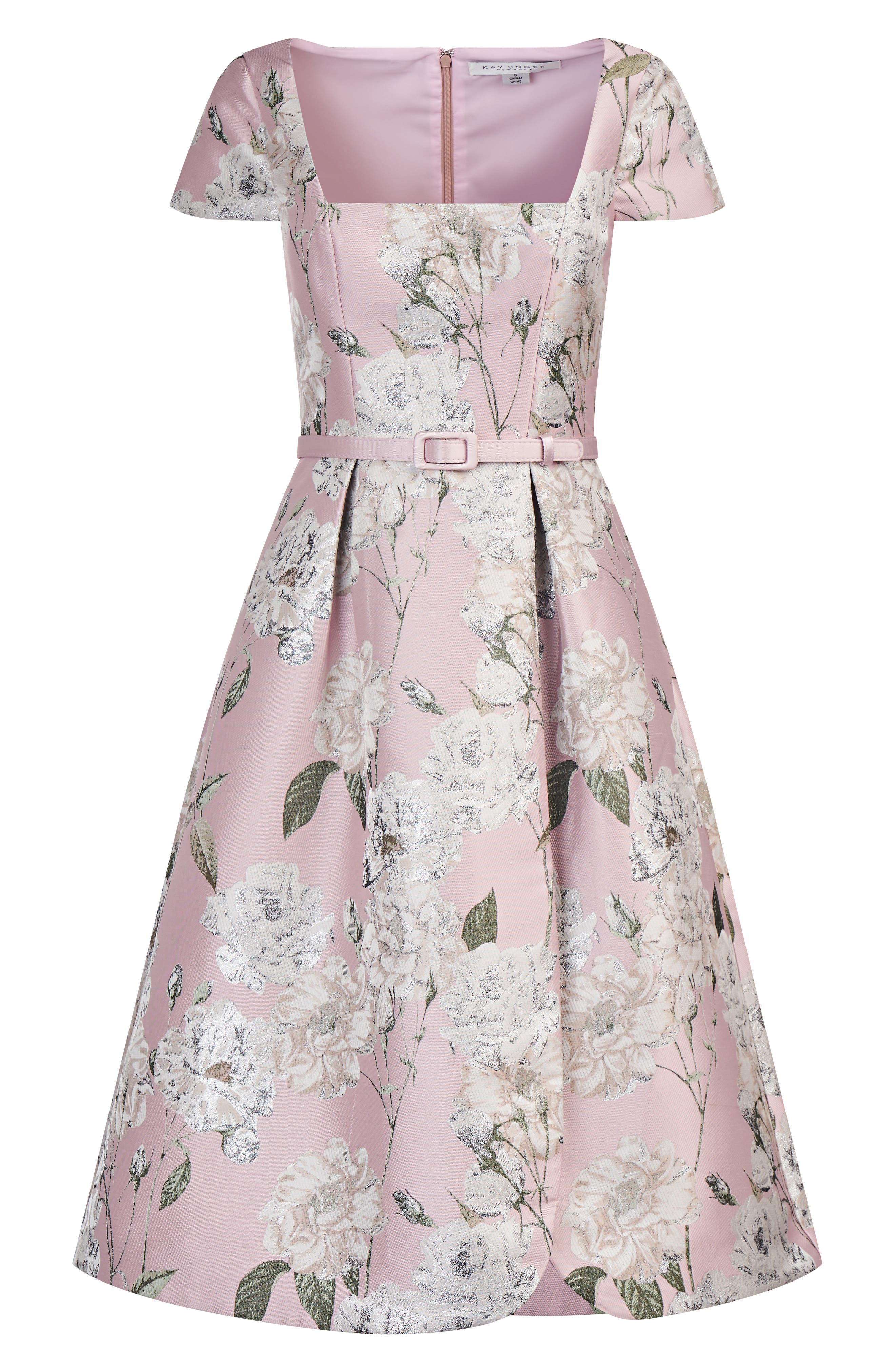 Kay Unger Mira Floral Fit & Flare Midi Dress in Pink Pearl | Smart Closet