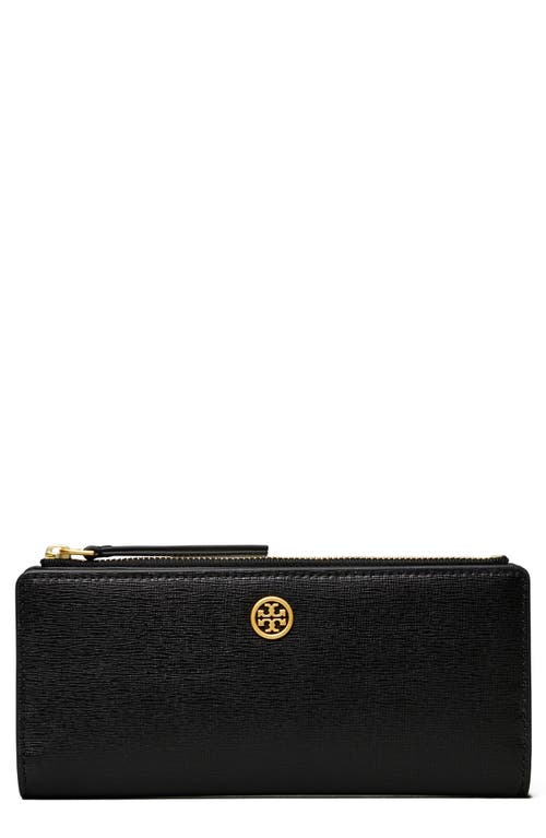 Tory Burch Robinson Leather Slim Zip Wallet in Black at Nordstrom