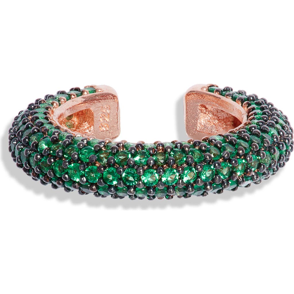 Shymi Pavé Ear Cuff In Gold/green