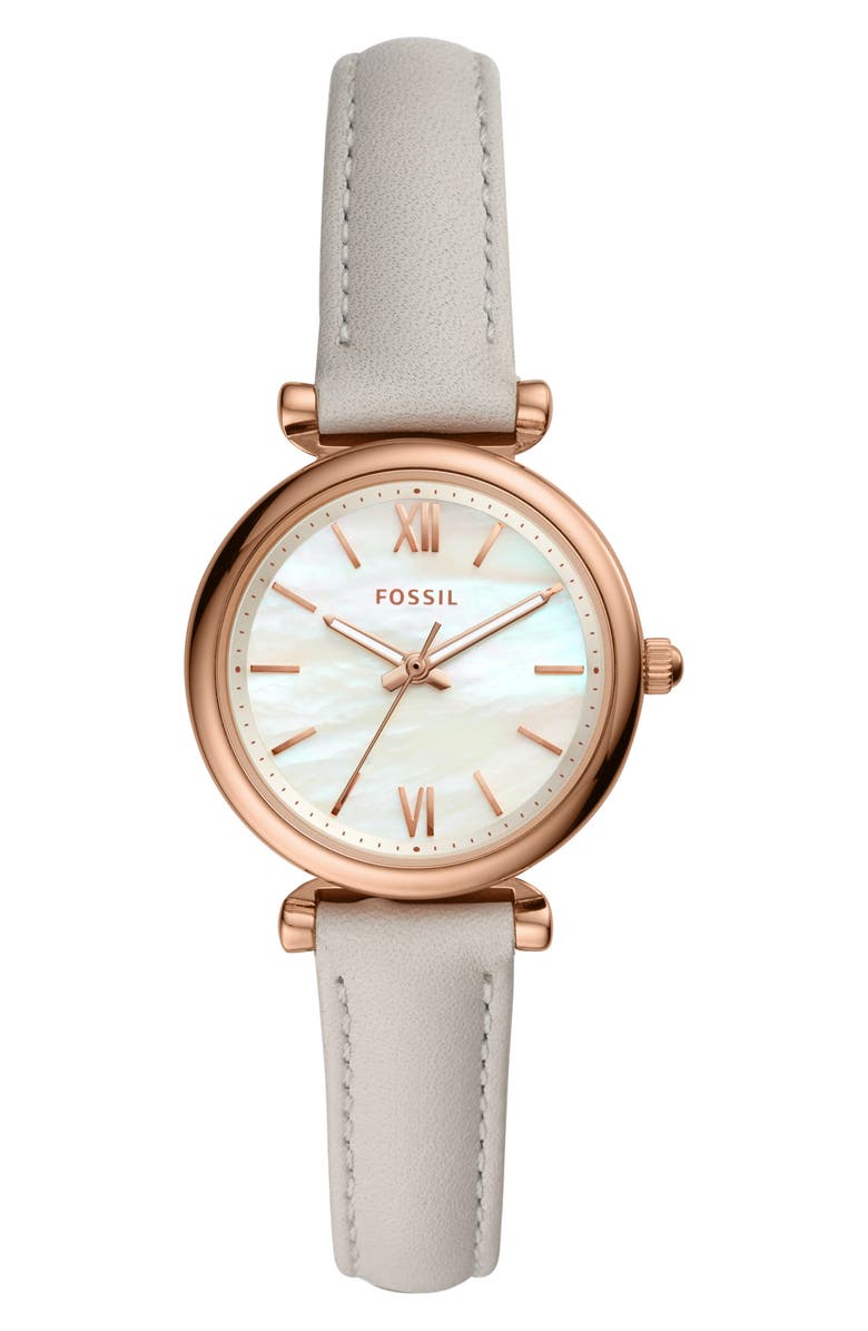 Fossil Mini Carlie Star Leather Strap Watch, 28mm | Nordstrom