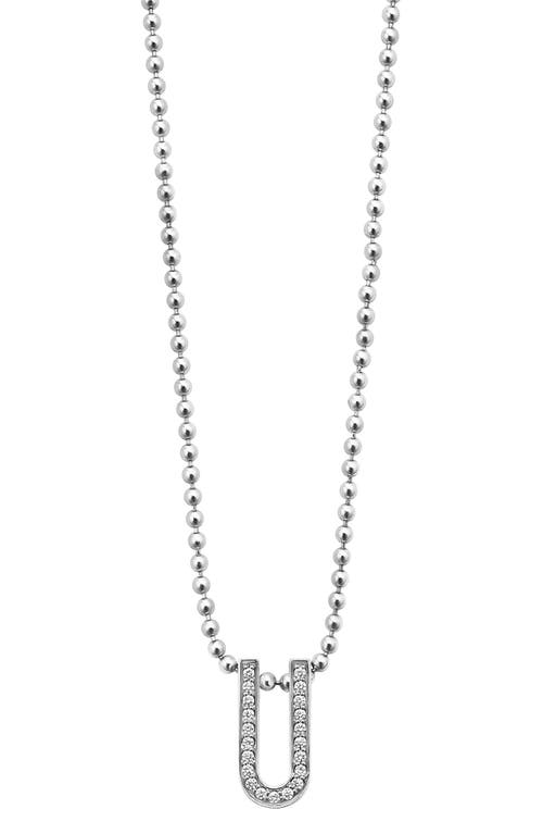 Shop Lagos Caviar Spark Small Linear Pavé Diamond Pendant Necklace In Silver