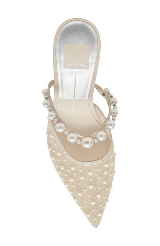 Shop Dolce Vita Katik Imitation Pearl Pointed Toe Pump In Ivory Mesh