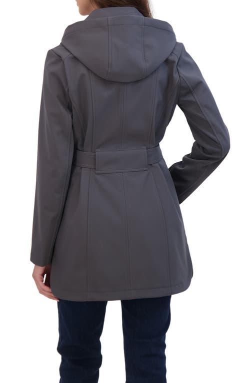 Sebby Water-resistant Hooded Double-breasted Trench Coat In Graphite