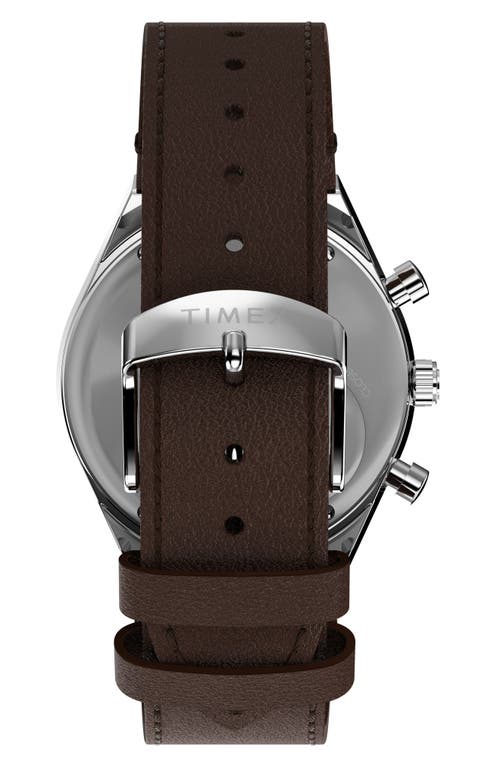 Timex ® Q Chronograph Leather Strap Watch, 40mm In Black