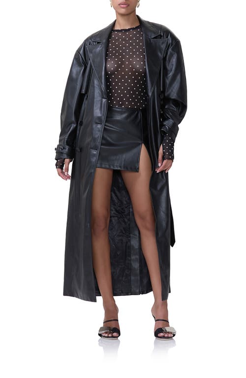 Shop Afrm Saint Faux Leather Trench Coat In Noir Pu