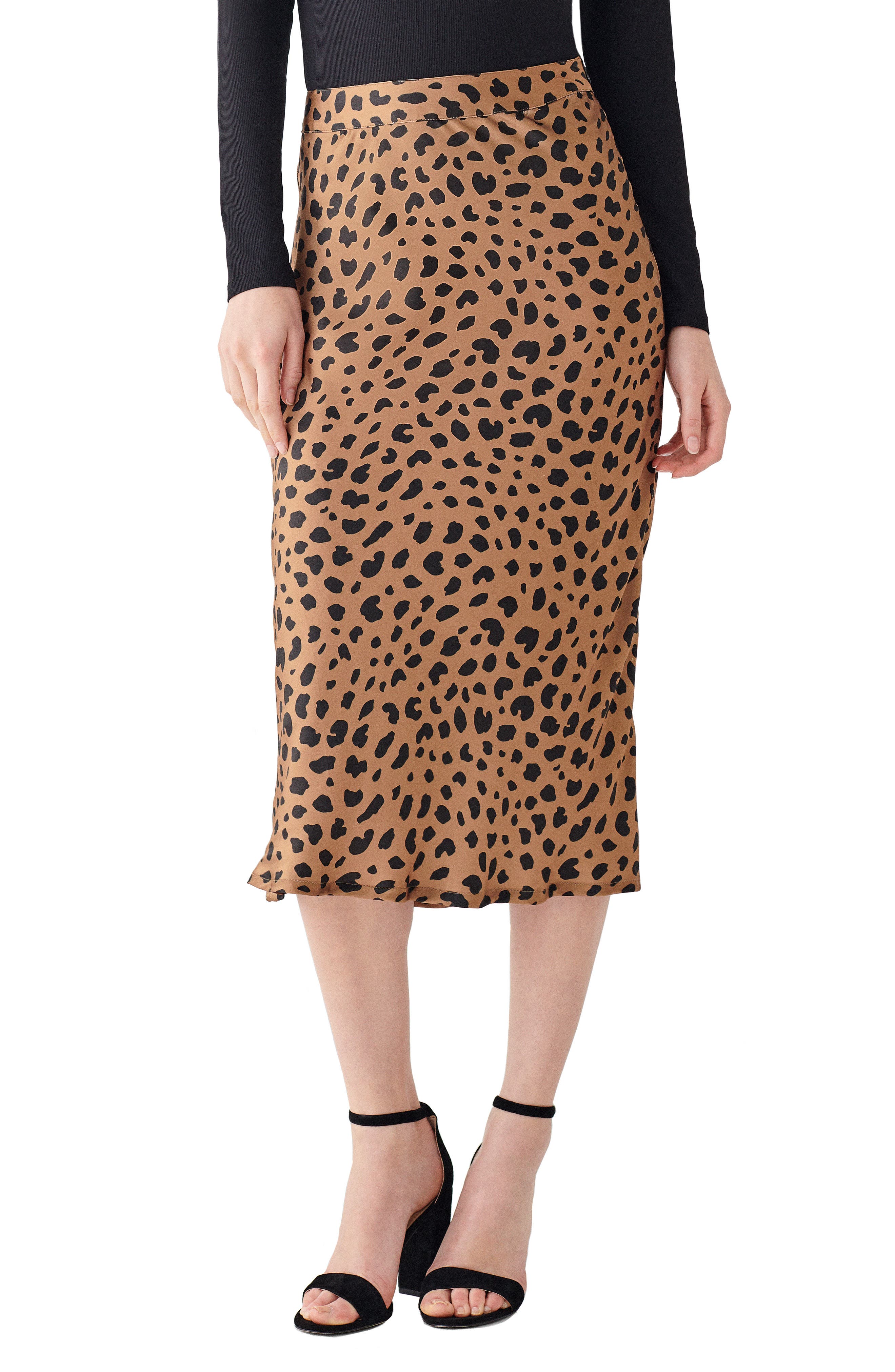 leopard print silk skirt