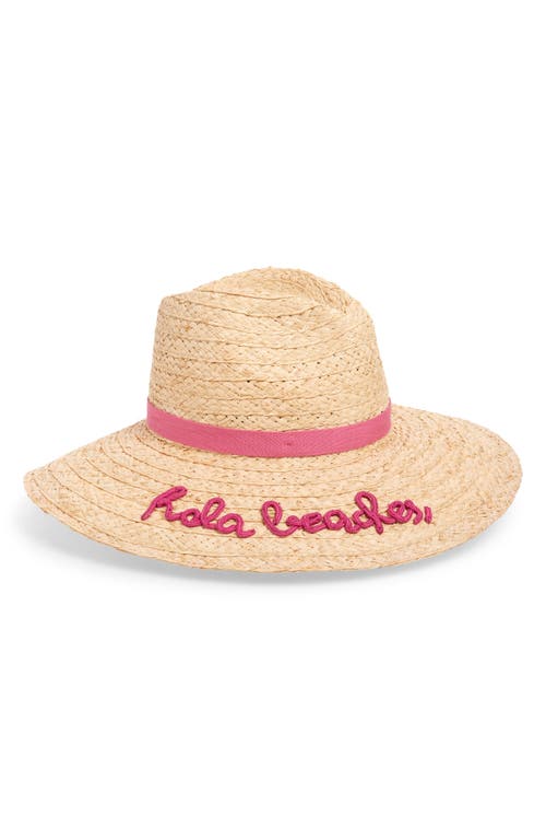 btb Los Angeles Hola Beaches Straw Hat in Nat/Fuschia