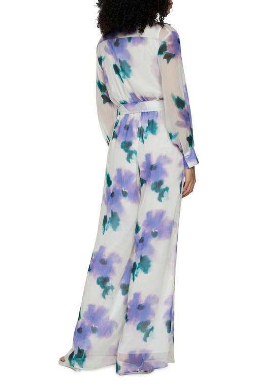 Mango Printed Jumpsuit With Bow Purple In Purple