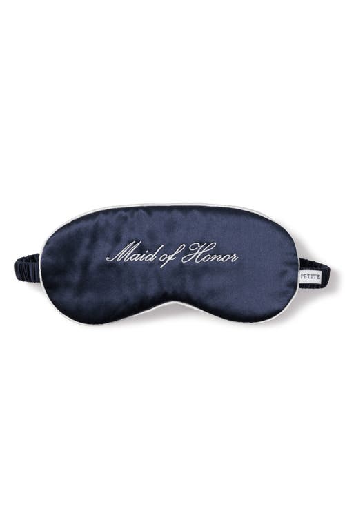 Petite Plume Maid of Honor Embroidered Silk Sleep Mask in Navy at Nordstrom