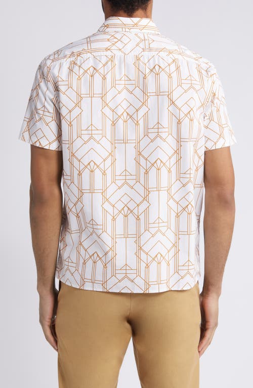 Shop Billy Reid Stained Glass Short Sleeve Button-up Shirt In White/british Khaki