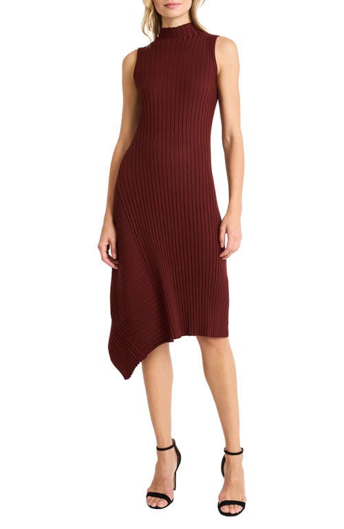 MAGGY LONDON MAGGY LONDON MOCK NECK ASYMMETRIC HEM SWEATER DRESS 