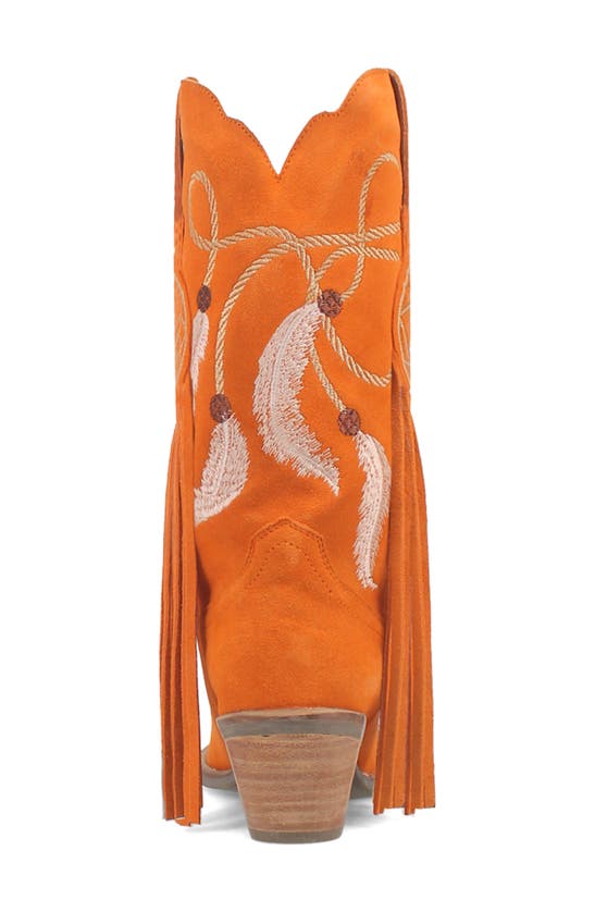 Dingo Day Dream Fringe Embroidered Western Boot In Orange