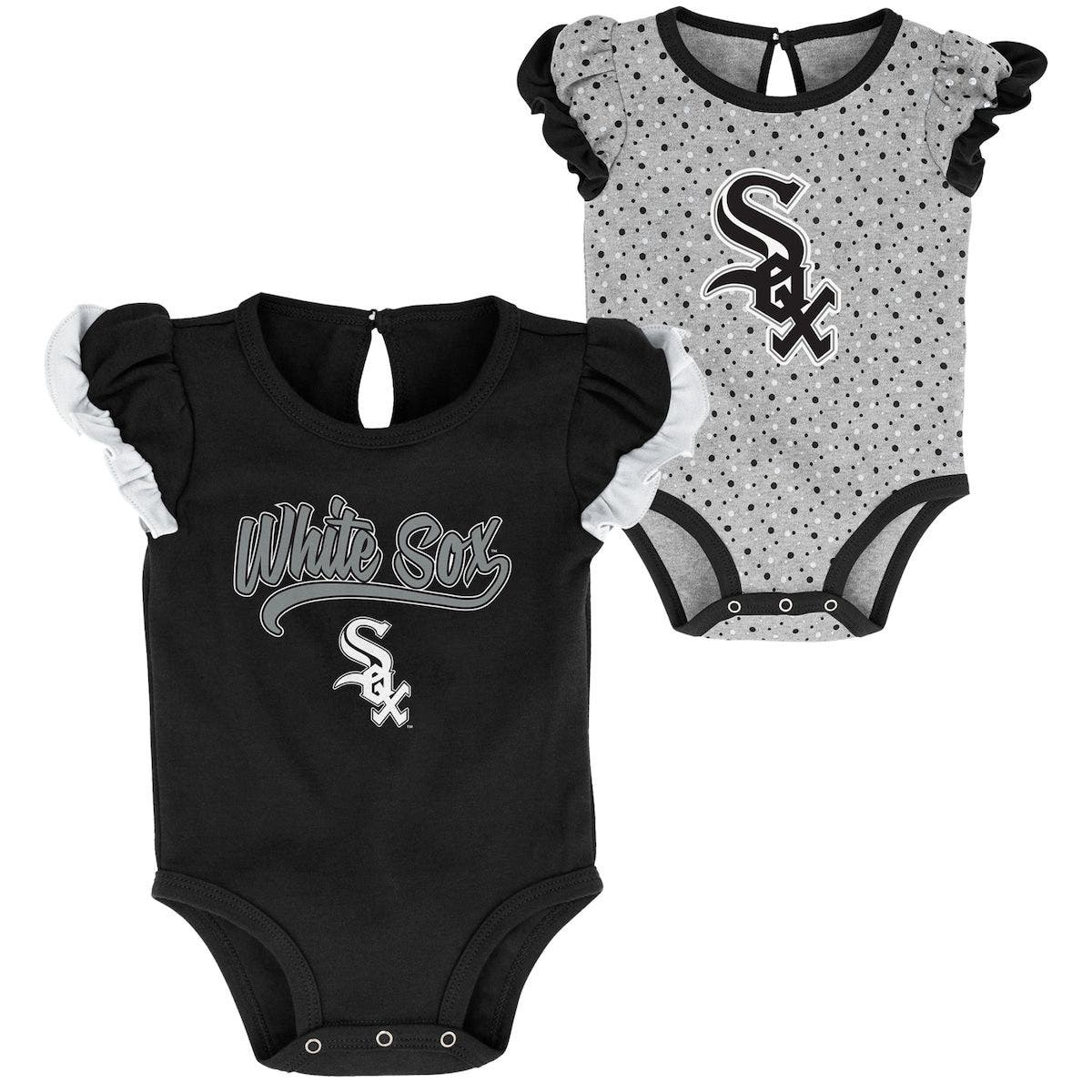 OuterStuff Chicago White Sox Girls Toddler Hearts Bodysuit Creeper 3 Piece Set 