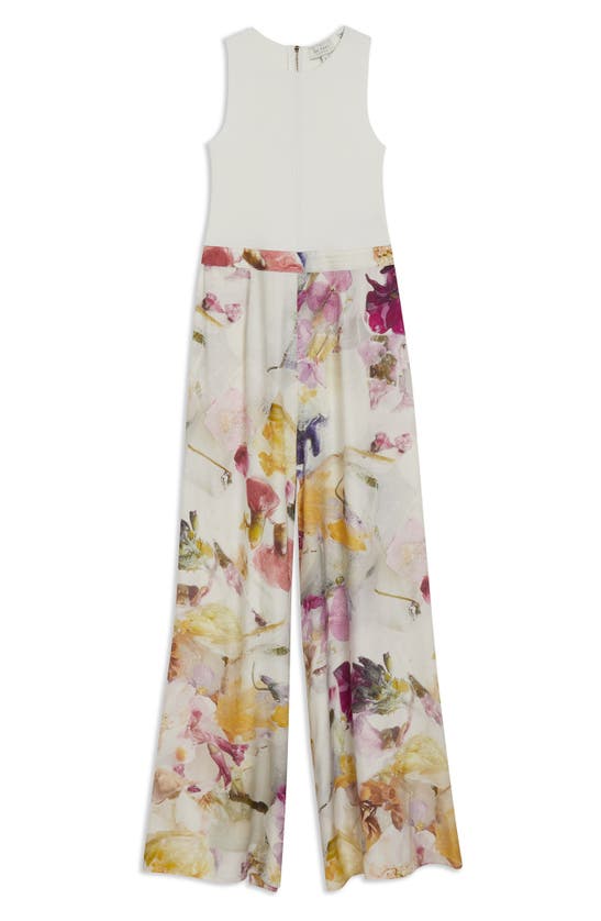 Shop Ted Baker Tirsso Floral Rib Bodice Jumpsuit In White