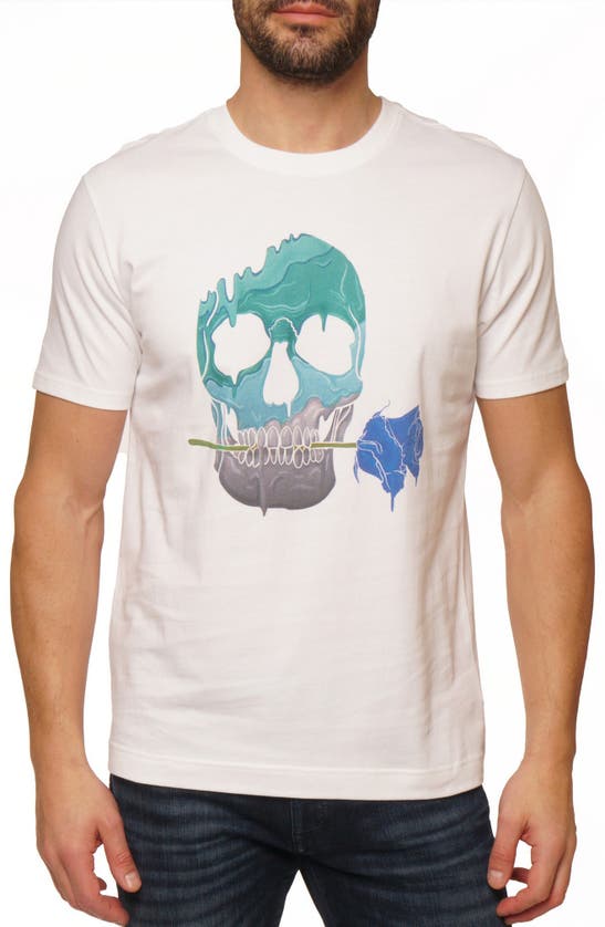 Shop Robert Graham Melting Skull Cotton Graphic T-shirt In White