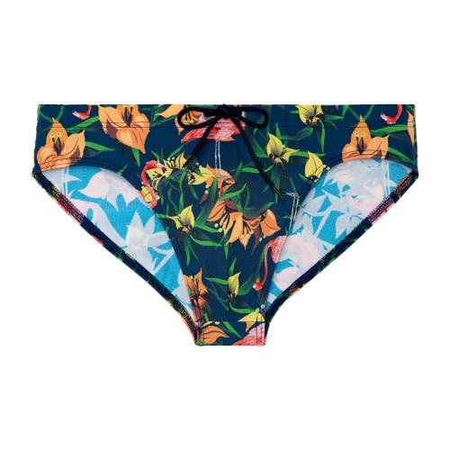 Shop Hom Flamingo Mini Brief In Navy Print