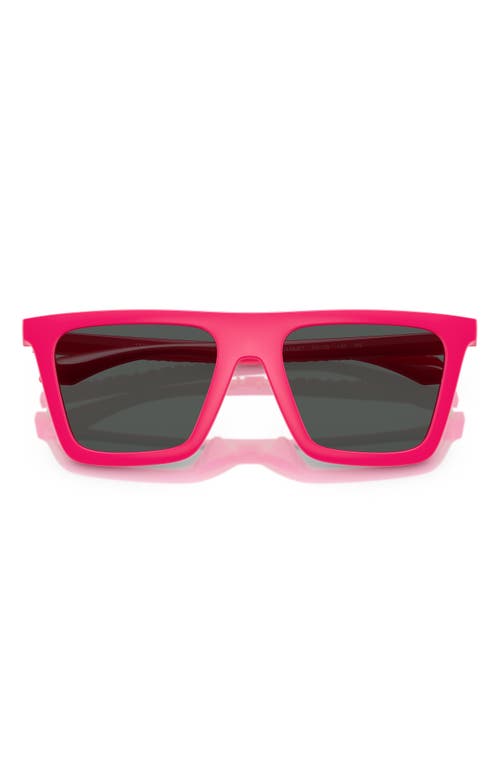 Shop Versace 53mm Rectangular Sunglasses In Pink/dark Grey