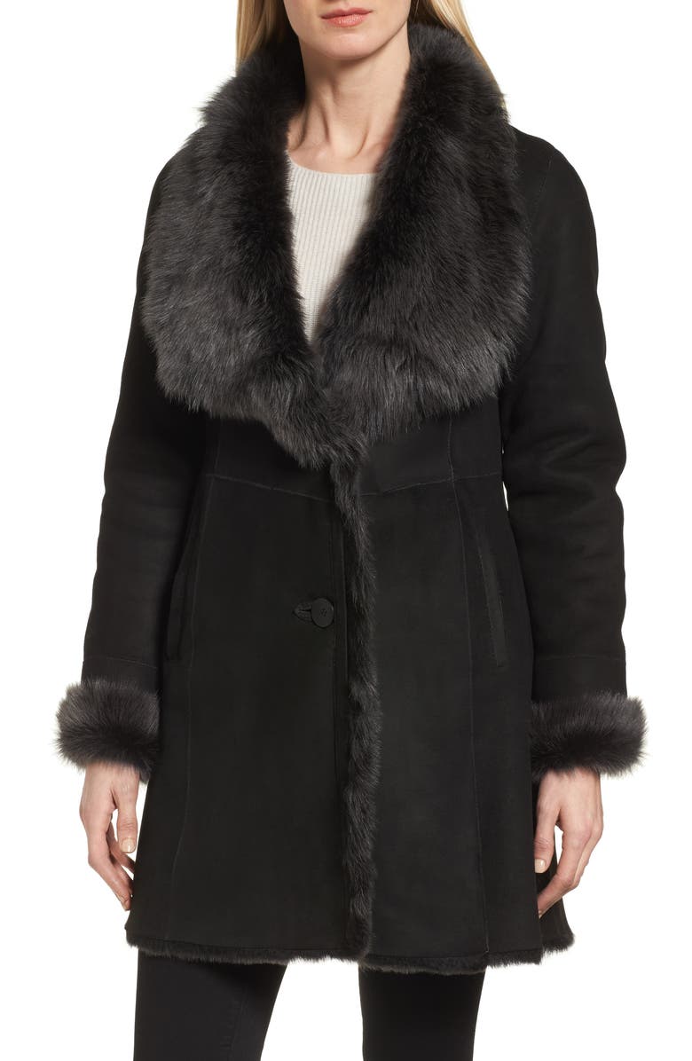 HISO Genuine Toscana Shearling Wing Collar Coat | Nordstrom
