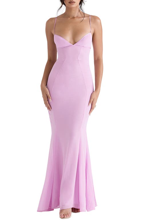 HOUSE OF CB Loren Georgette Mermaid Gown Pink at Nordstrom, D