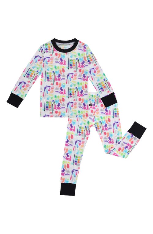 Peregrine Kidswear Watercolors Fitted Two Piece Pajamas White at Nordstrom,