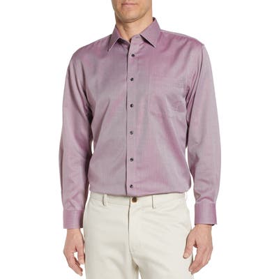 Nordstrom Mens Shop Smartcare(TM) Traditional Fit Herringbone Dress Shirt - Burgundy