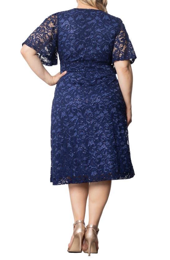 Shop Kiyonna Starry Sequin Lace Fit & Flare Cocktail Dress In Nocturnal Navy
