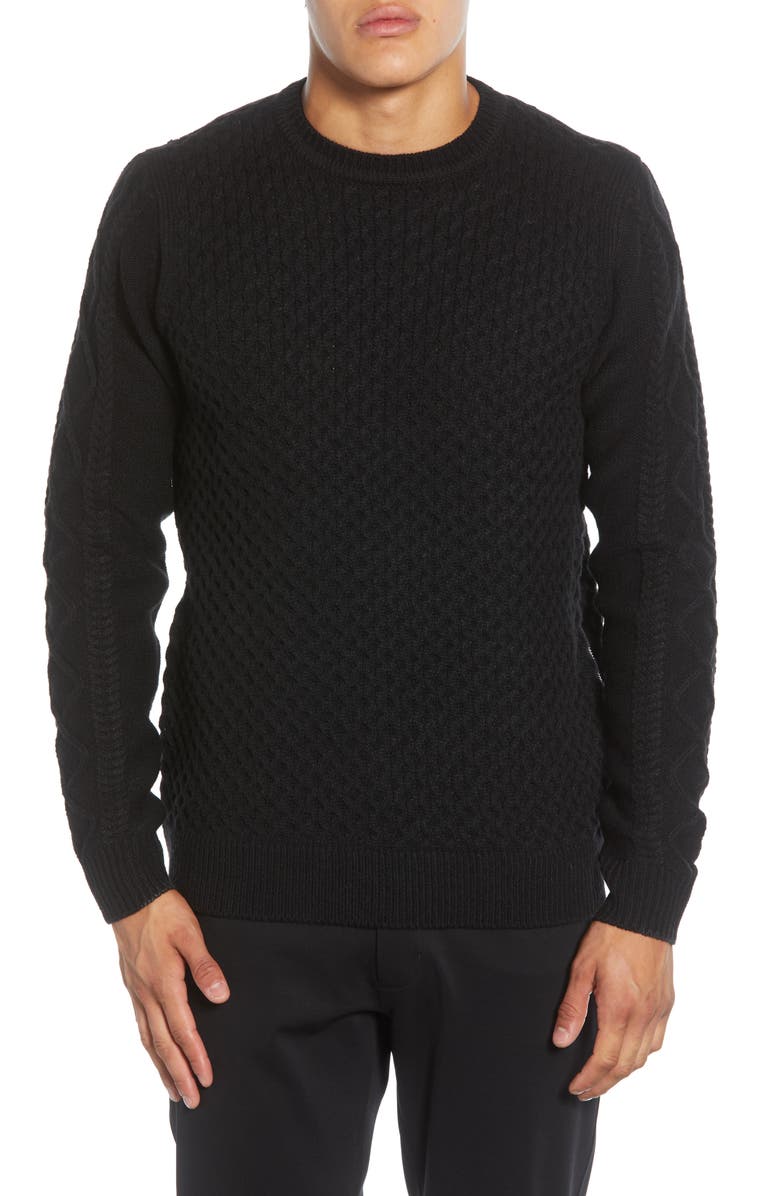 KARL LAGERFIELD PARIS Textured Side Zip Pullover Sweater | Nordstrom