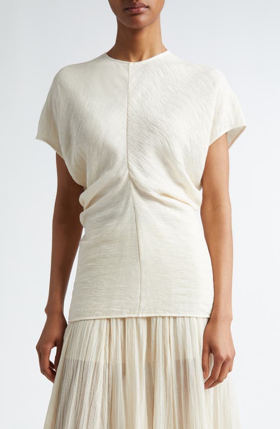 Shop Totême Toteme Crinkle Texture Knit Top In Cream