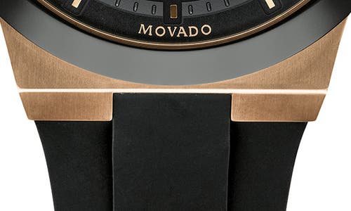 Movado Bold Fusion Silicone Strap Watch, 42mm In Black/rose Gold