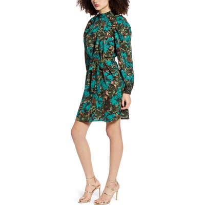 Vero Moda Liliana Floral Long Sleeve Dress, Black