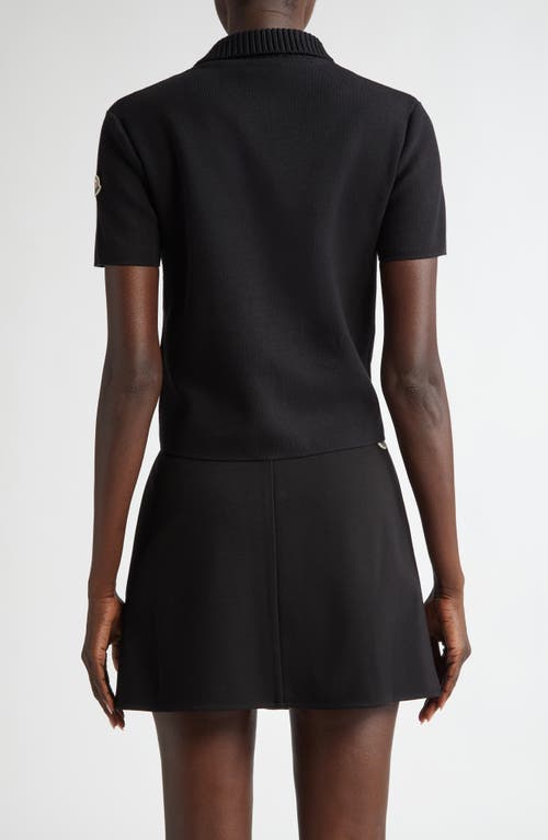 Moncler Merino Wool Polo In Black